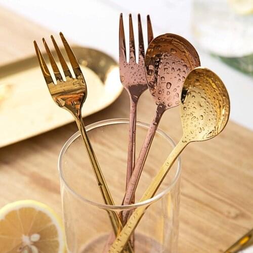 OTHERHOUSE 1Pc Stainless Steel Tableware Dinner Fork Spoon Soup Tea Coffee Dessert Ice Cream Spoon Kitchen Salad Fruit Forks