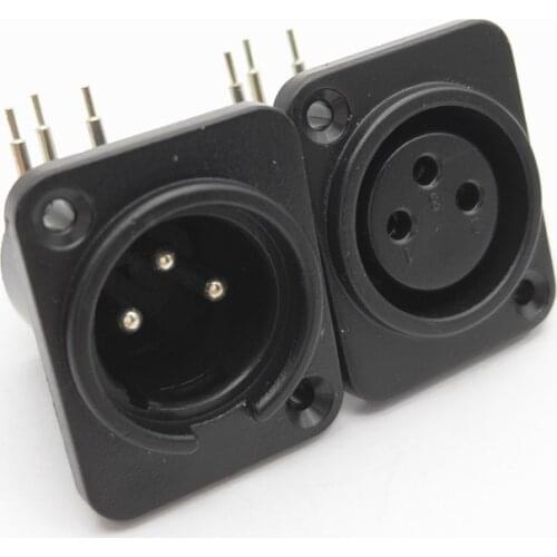 100pcs Black XLR 3pin 3 pin Male Female Jack Panel Mount Chassis PCB Socket Connector