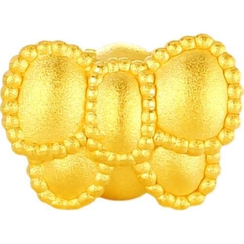 Pure 24K Yellow Gold Bracelet Women 999 Gold 3D Hard Gold Bow Bracelet