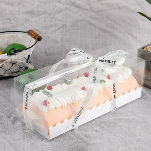 5pcs Swiss Roll Packing Boxes Rectangle Baking Cake Boxes Clear Long Dessert Boxes for Bakery