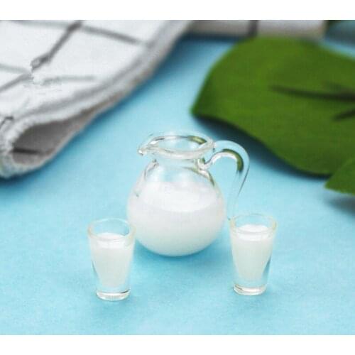 Dollhouse Decoration Accessories1:12/1:6 Dollhouse Miniature Scene Mode Milk Juice Set Pretend Play Kitchen Toy