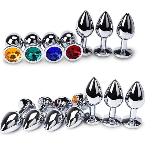 Anal Plug Sex Toys Stainless Smooth Steel Butt Plug Tail Crystal Jewelry Trainer For Women/Man Anal Dildo