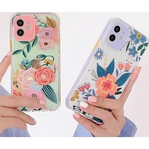Gimfun Vintage Rose Floral Phone Case for iPhone 11 12 Pro Max XS Max X XR 7 8 Plus Clear Shockproof Bumper Soft TPU Cover