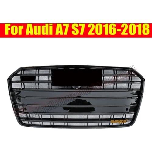For s7 style Black Silver front hex mesh honeycomb hoodgrill gloss for audi a7 s7 2016 16 2017 17 2018 18 car accessories