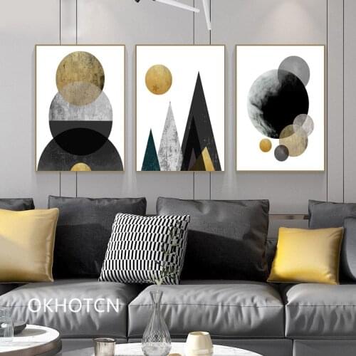 Geometric Circle Mountain Posters and Prints Abstract Canvas Painting Wall Art Pictures for Living Room Modern Home Decoration