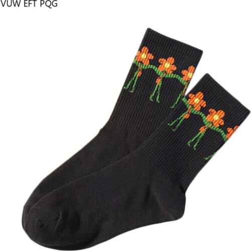 Girls flower socks pattern cute sunshine red flower fashion casual unique design cotton sock