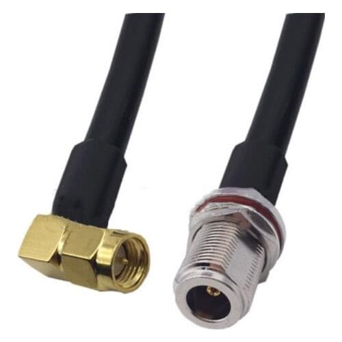 RG58 Cable SMA Male plug Right Angle to N Female jack Bulkhead Nut Connector WiFi Antenna Extension Pigtail jumper cable