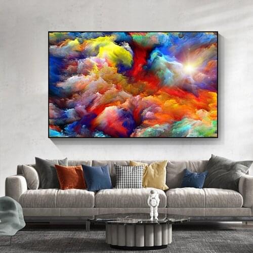Colorful Cloud Abstract Canvas Painting Print Poster Art Oil Painting Landscape Large Modern Wall Picture For Living Room Decor