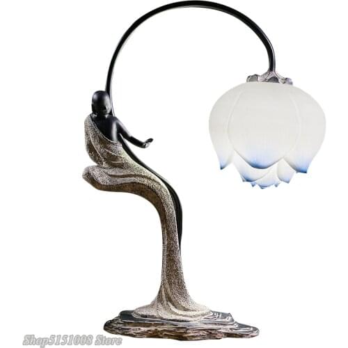 Creative New Chinese Table Lamps Lotus Bedside Lamp LED Light for Living Room Study Bedroom Modern Art Bedroom Lamp Luminaria
