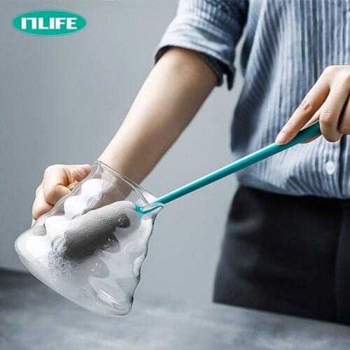 Plus Long Handle Sponge Cup Brush Kitchen Glass Thermos Insulation Bottle Kettle Spin Scrubber Decontamination Cleaning Tool