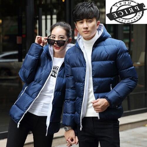 Fashion Winter Jacket Men Clothes 2021 Korean Thick Warm Short Hooded Jackets and Coats Women Couple Winter Parkas a032