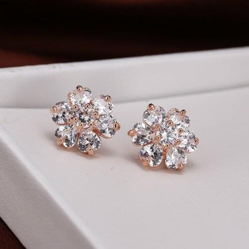 DE080 Fashion Refined Grace Street Shot Series Zircon Flower Earrings Gift Party Banquet Woman Jewelry Earrings