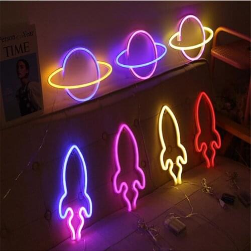 Room Neon Light Led Light Signboard Light Neon Light Night Light Neon Light Room Decoration Party Wall Light Rocket Mini Light