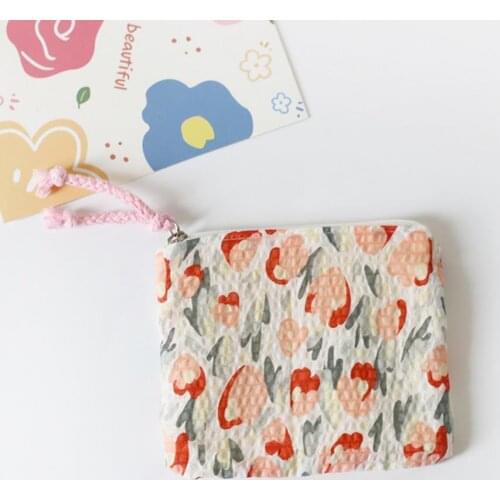 2021 New Sweet Adorable Girls Coin Purse Cute Decorative Floral Print Exquisite Design Multi-color Zipper Design Mini Wallet