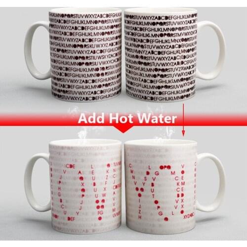 New 350mL Creative Love Code Magic Mug I LOVE YOU Temperature Changing Cup Heat Sensitive Cup Coffee Tea Milk Mug Novelty Gifts