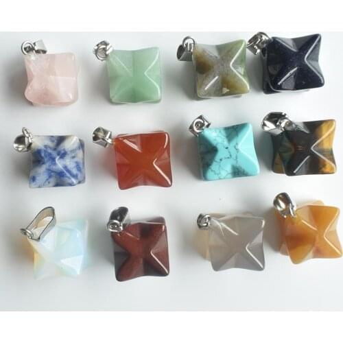 Wholesale 12pcs/lot 2020 new fashion assorted natural stone mixed Melkaba Hexagram Pendants charm for jewelry making free