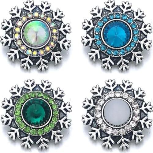 Wholesale w449 Snowflake 3D 18mm 20mm Metal Snap Button For Bracelet Necklace Interchangeable Jewelry Women Accessorie Findings