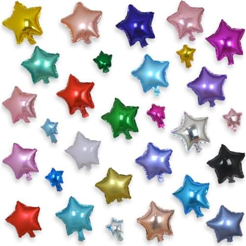 Festive Supplies Event Solid Ballons Aluminium Foil Monochromatic Pentagon Star Wedding Party Decoration Balloon 20pc/lot