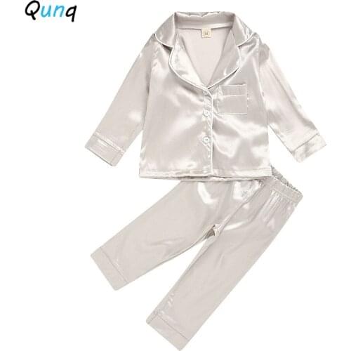 Qunq Children Pajamas Set 1 2 3 4 5 6 Year Kids Spring Fall Sleepwear Long Sleeve Shirts Pant 2pcs Girls Home Clothes Boys Suits