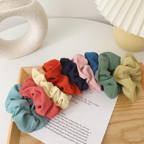 Korean Sweet Solid Color Elastic Hair Bands Scrunchies Ropes Ties For Girls Women Ponytail Holder Hairband Rings Accessories