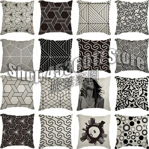 Modern Geometric Stripes Cushion Cover Geometry Black Polyester Throw Pillow Case Car Sofa Decorative Linen Pillowcases Gift