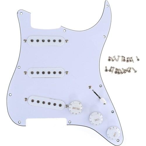 ST Electric Guitar Pickguard Guard 3-Ply Sss Pickguards Guitar Parts White Guitar Scratch Plate with Screws & Loaded Prewired