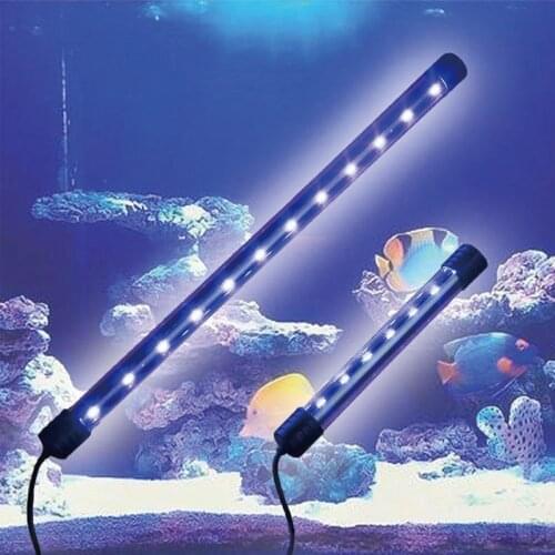EU Plug Aquarium Light Fish Tank Waterproof LED Light and Blue Diving Lamp Bar 17cm Aquatic White Fluorescent Submersible L V6F1