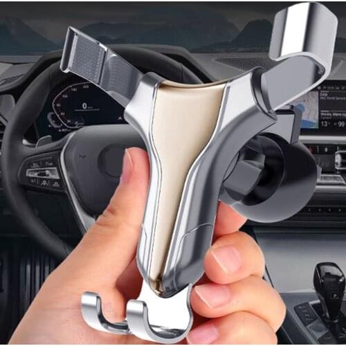 Universal Air Vent Mount Mobile Support Smartphone Aluminum Alloy Silver Car Air Vent Gravity Mobile Phone Holder Stand Bracket