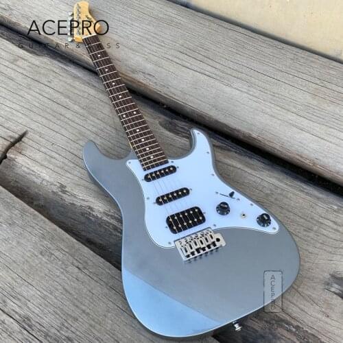 In Stock Acepro Metallic Grey Electric guitar, High quality 6 string electric guitar, 2 Piece Mahogany Body, Canada Maple Neck