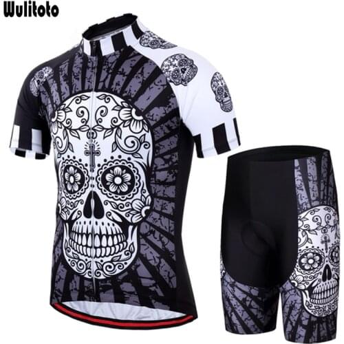 WULITOTOmanga larga para hombre camiseta camiseta de calavera Cycling Jersey