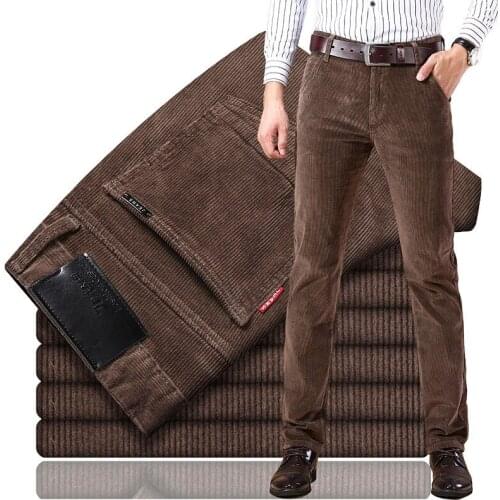 Corduroy Trousers mens Straight Slim Stretch Youth Pants Business All-match Autumn Winter Men Casual Pants