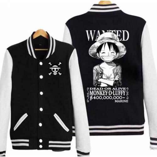Japan Anime One Piece Monkey D Luffy Pirate Wanted Cosplay Straw hat Skull Baseball Jacket coat