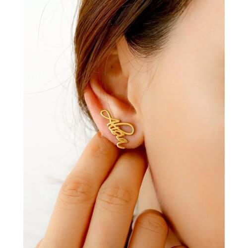 Customized Dainty Name Stud Earrings Private Jewelry Personalized Nameplate Initials Letter Cute Earrings Gifts For Women