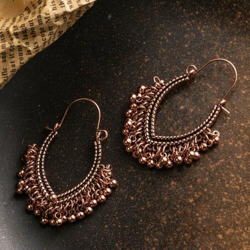 New 3 Colors Bohemia Ethnic Earrings For Women Rose Goldn Bell Tassel Dangel Drop Earring Female Indian Jewelry Accessories