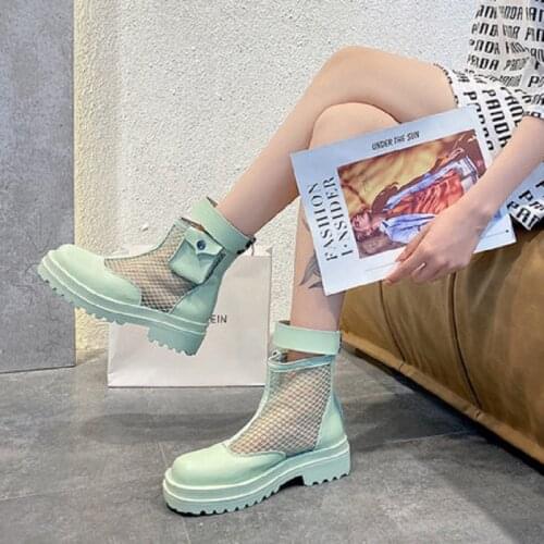 Thick-Soled Mesh Breathable Comfortable Solid Color Ladies Martin Boots Net Boots Summer New Short Tube Zipper Single Boots