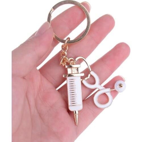 1pc Stethoscope Syringe Pendants Key Chains Nurse Medical Students Gifts Keychain For Car