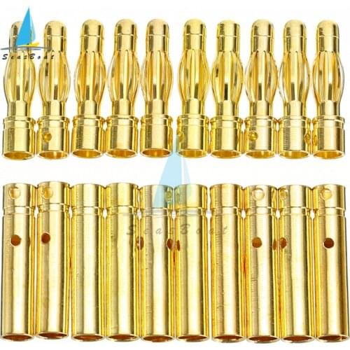 10pcs 3.5mm Gold Bullet Banana Connector Plug Male/Female For ESC Battery Motor