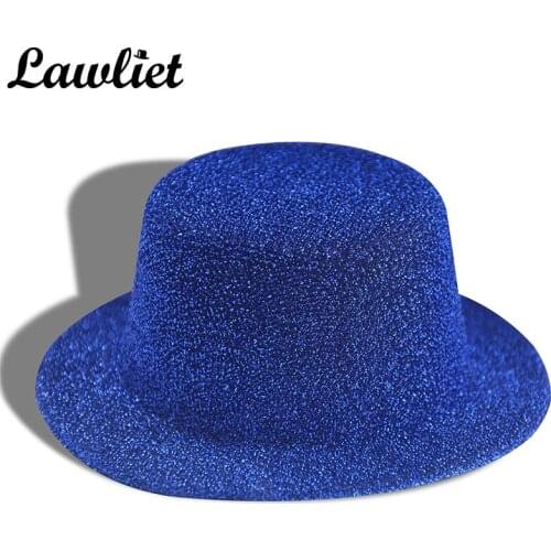 10pcs Glitter Mini Flat Top Hats for Women Fascinator Hats Hen Party Felt Craft Hat Base Alligator Hair Clips DIY A010