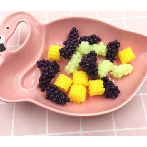 10Pcs Simulation Grape Corn Elastic Fake Food Miniature Doll House Accessories DIY Decoration Crafts kitchen Kid Play Toys
