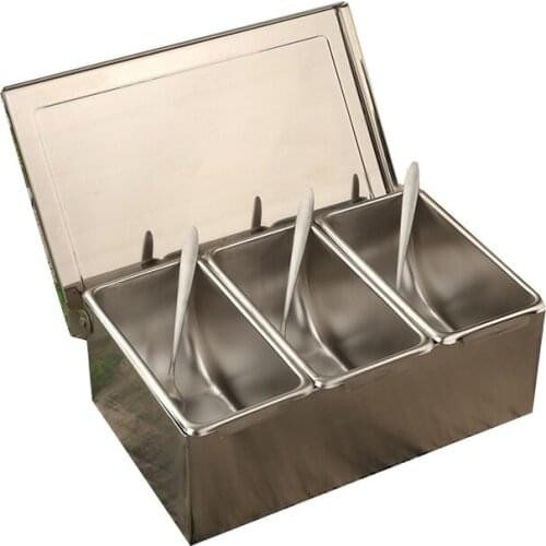 304 stainless steel seasoning jar set + lid + spoon Spice Pepper Shakers Storage boxs household condiment tank condiment box