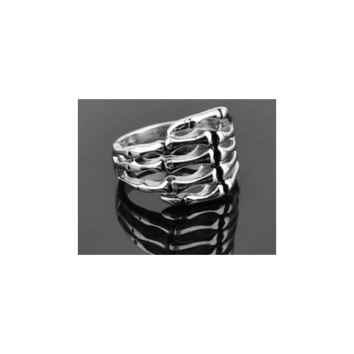316L Stainless Steel finger rings Punk men skeleton hand jewelry wholesale lot