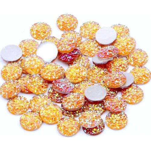 40pcs AB Resin 12mm Ore Round Flatback Rhinestone Scrapbook DIY Wedding Ornaments Buttons Crafts