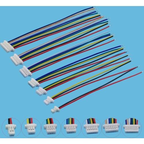 5/10Pcs JST SH1.0 2/3/4/5/6/7/8Pin Single Female Jack Cable Connector JST Pitch 1.0mm Terminal Plug Electronic Wire 28AWG 10CM