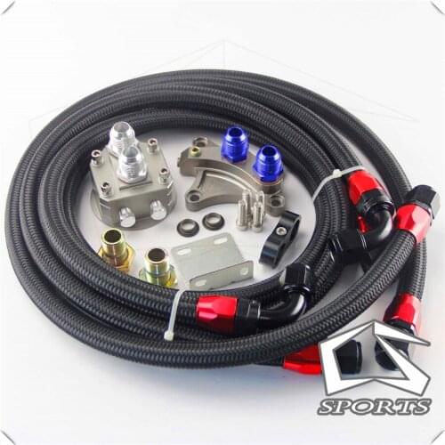 Oil Cooler Sandwich Plate Adapter/ Fitting+ 1.4M & 1.6M Oil/Fuel line kit Fits for N*issan S13 S14 S15 SR20DE