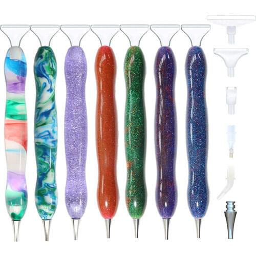 5D Resin Diamond Painting Drill Pen 7 Drill Heads Diamond Art Cross Stitch Embroidery Sewing Craft Nail Art Tools