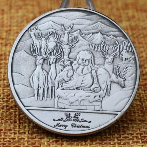 US Military Challenge Coin Christmas Series Metal Badge Commemorative Coin Crafts Collectibles Home Decoration