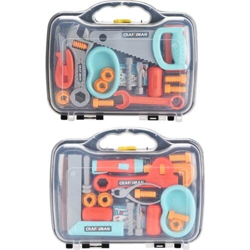 Kids Pretend Play Toys Portable Tool Set Simulation Realistic Construction Drill Sander Handsaw Screw Toy Gifts for Boy Children