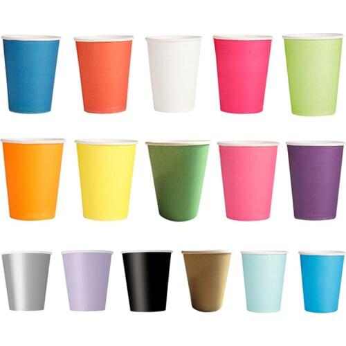 Fashion20 Paper Cups (9oz) - Plain Solid Colours Birthday Party Tableware Catering(black)