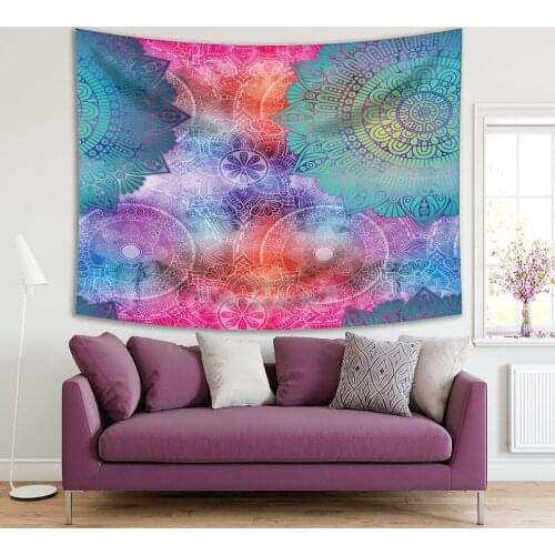 Tapestry Mandalas Vintage Decorative Elements Oriental Motifs Colorful Ethnic Artwork Blue Fuchsia