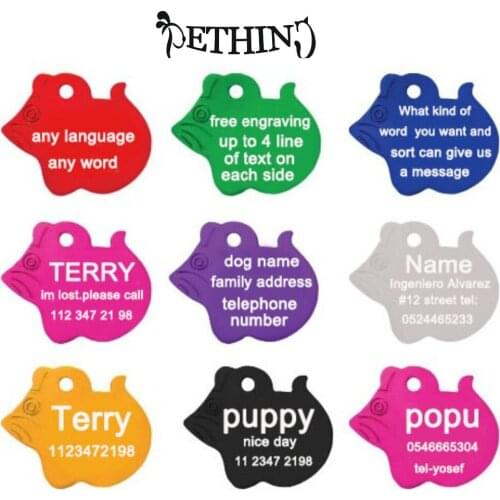 2pcs/lot pet identification tag dog name tag Free Personalized engraving text pet id tags animal prints shape cat dog tag